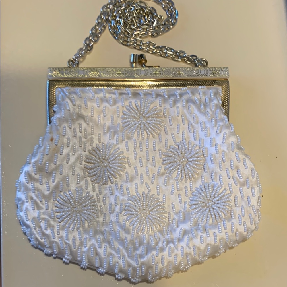 Elegant Beige Floral Clutch